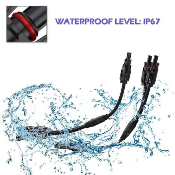 IP67 MC4-Y3 Solar Panels Cable Socket Plug Connector - 1 Pair 2 Branch Y Type - 5