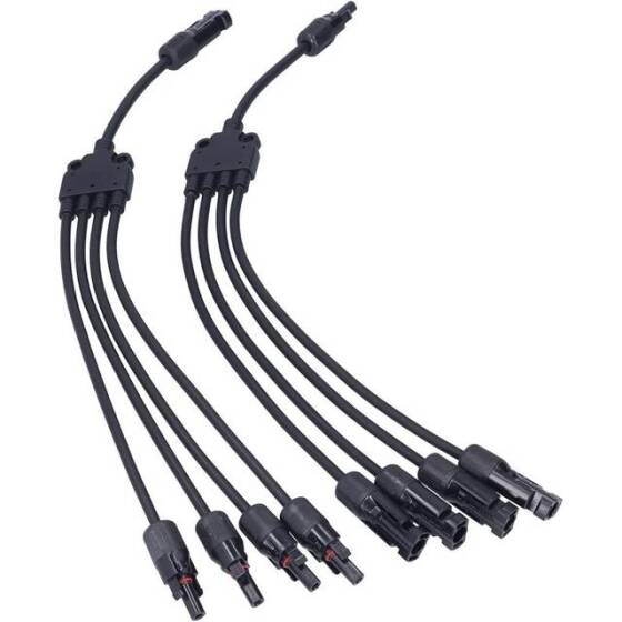 IP67 MC4-Y5 Solar Panels Cable Socket Plug Connector - 1 Pair 4 Branch Y Type - 1