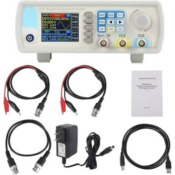 JDS-6600 15MHz Dual-Channel Fully CNC DDS Arbitrary Wave Function Signal Generator Pulse Signal Source Frequency Meter US Plug - 1