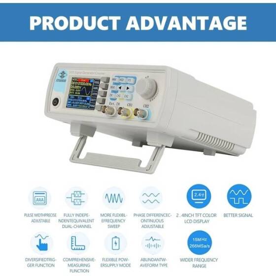 JDS-6600 15MHz Dual-Channel Fully CNC DDS Arbitrary Wave Function Signal Generator Pulse Signal Source Frequency Meter US Plug - 4