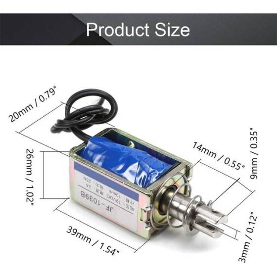 JF-1039B DC12V 25N 10mm Push-Pull Permeable Electromagnet Lock - 2