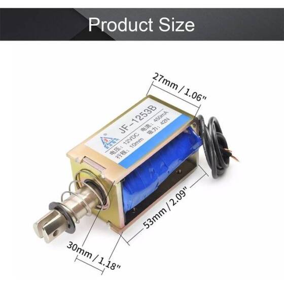 JF-1253B DC12V 42N 10mm Push-Pull Permeable Electromagnet Lock - 2