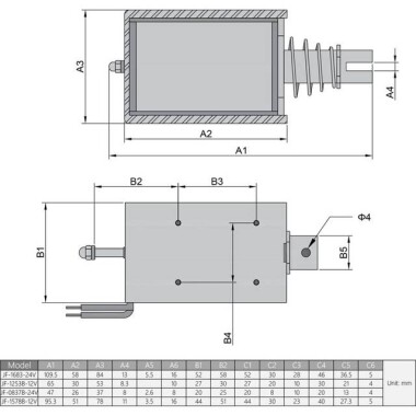 JF-1253B DC12V 42N 10mm Push-Pull Permeable Electromagnet Lock - 5