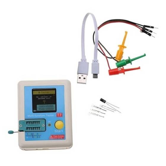 LCR-T7 Transistor Tester, LCR Multifunction Full Color Graphic Display TFT Transistor Meter for Measuring Triodes Diodes Resistors Capacitors Inductors Thyristors - 1