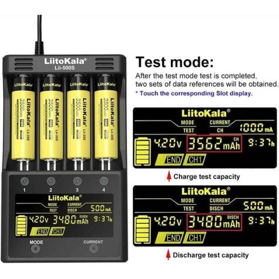 LiitoKala Lii-300 18650 Battery Charger 18650 26650 14500 10440 17500 1.2V AA AAA Capacity Test Usb 5V Output Large LCD Display Full Set EU Plug - 4