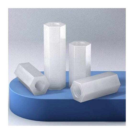 M2-5x12mm White Nylon Double Pass Hexagonal Column Isolation Column - 3