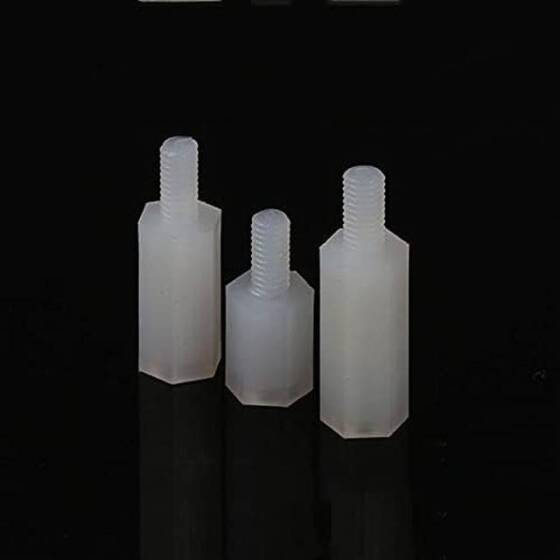 M2-5x25+6mm White Hexagonal Nylon Column Single Head - 4