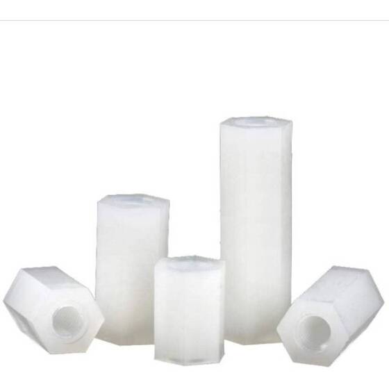 M2-5x30mm White Nylon Double Pass Hexagonal Column Isolation Column - 3