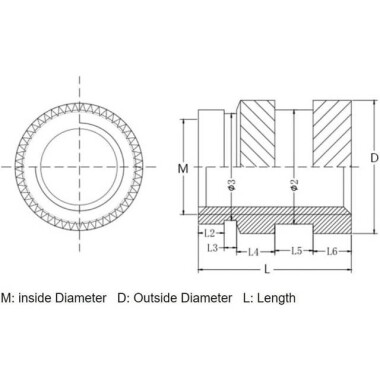 M3 7x4.2mm Brass KnurLed Injection Molding Nut OD=4.2mm - 2