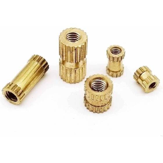 M3 8x6.3mm Brass KnurLed Injection Molding Nut OD=6.3mm - 2