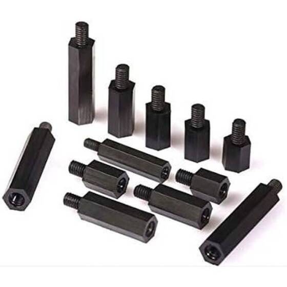 M3x30+6mm Black Hexagonal Nylon Column Single Head - 2