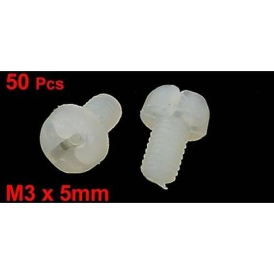 M3x5 White Plastic Nylon Pan Head Phillips Screw - 2
