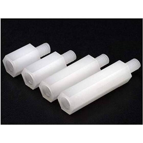 M3x6+6mm White Hexagonal Nylon Column Single Head - 2