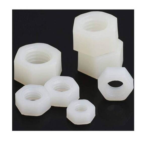 M4 White Hexagonal Nylon Nut - 1