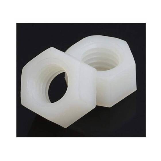 M4 White Hexagonal Nylon Nut - 2