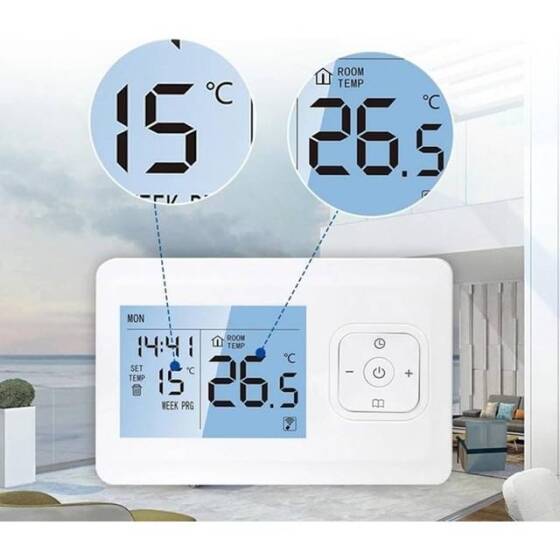 MK70GC Smart WiFi Thermostat LCD Touch Screen Boiler Type Remote Temperature Control 3A For Tuya APP-Black Panel - 2