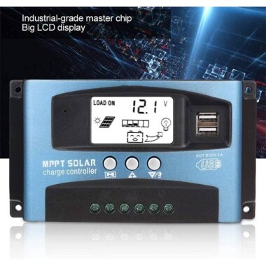 MPPT 60A 12/24V Solar Charge Controller - Dual USB - LCD Display - Automatic Solar Cell Charger - Regulator With Charge - 2