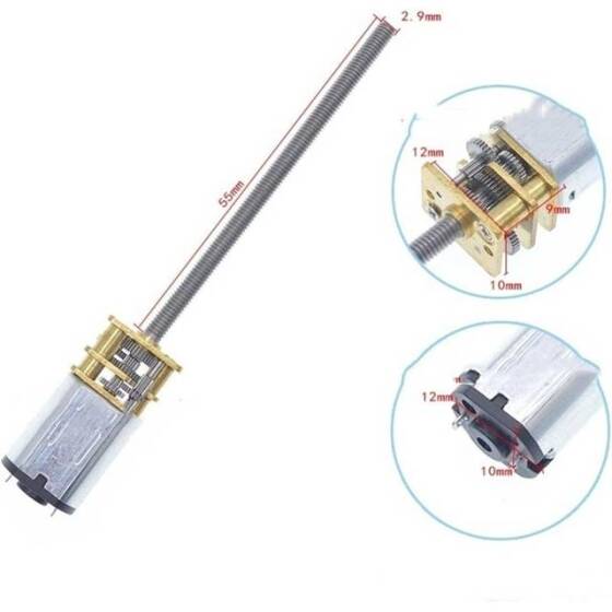 N20-M3 X 55 12V 60RPM Coarse And Long Reduction Motor N20 Screw Geared Motor Miniature Thread Motor - 2