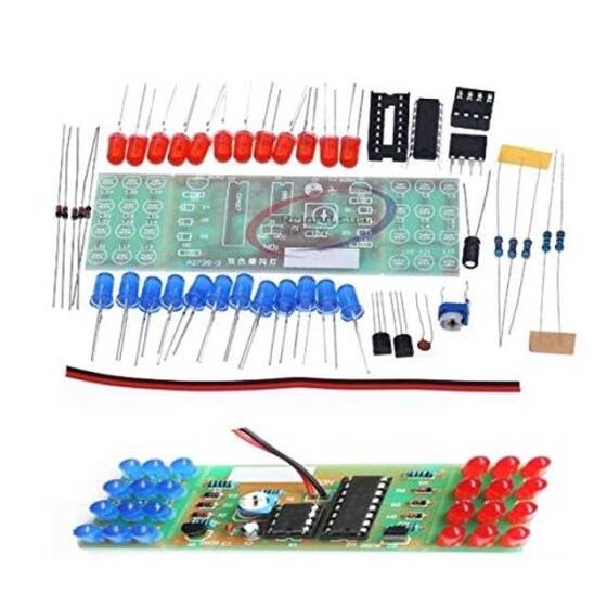 NE555 + CD4017 Red Blue Double Color Flashing Lights Board DIY Kit - 1