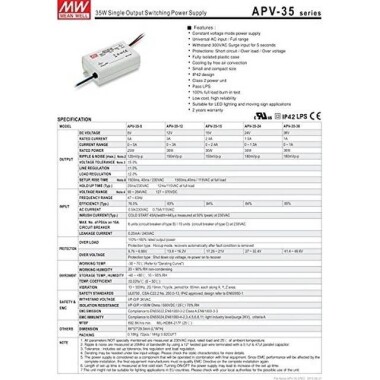 Original Taiwan MEAN WELL APV-35-5 Waterproof Power Supply - 4