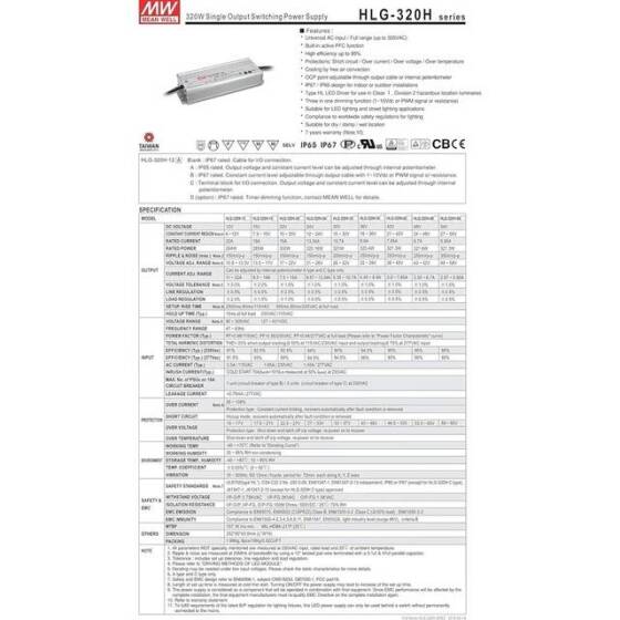 Original Taiwan MEAN WELL HLG-320H-12A Waterproof Power Supply - 2