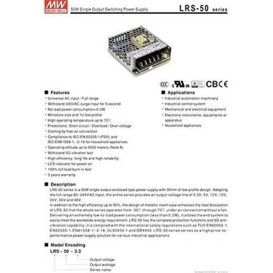 Original Taiwan MEAN WELL LRS-50-48 Power Supply - 5