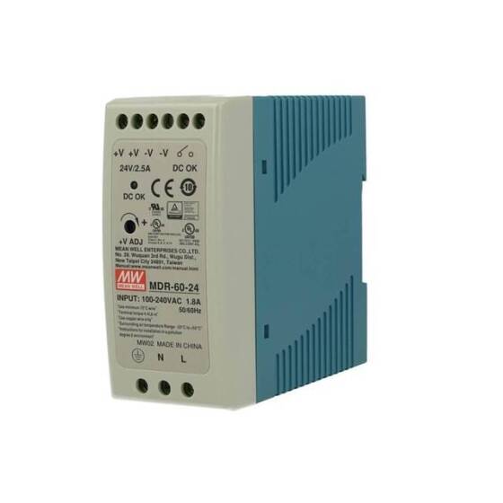Original Taiwan MEAN WELL MDR-60-24 Rail Power Supply - 1