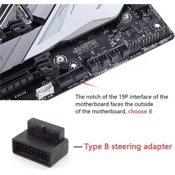 PH19B USB 3.0 19P20P Adapter Black Blue - 4