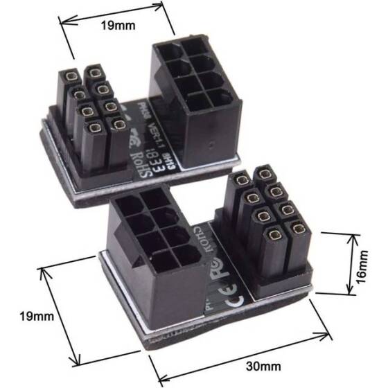 PH36B ATX 8 Pin Adapter ATX 8 Pin Female To 8 Pin Male 180 Degree Angled Adapter For Desktops Graphics Card - 4