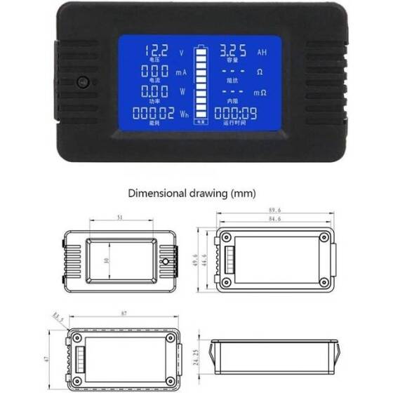 PZEM-015 Digital Battery Tester Ammeter Voltmeter Energy Meter Power Capacity Impedance Residual Electricity Tester Shunt Equipped With 100A Shut - 3