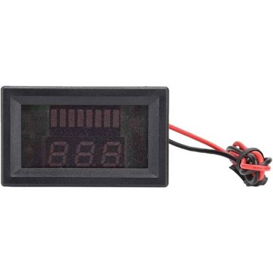 Red 12-60V Dual Display Automatic Identification Waterproof Voltage Meter - 1