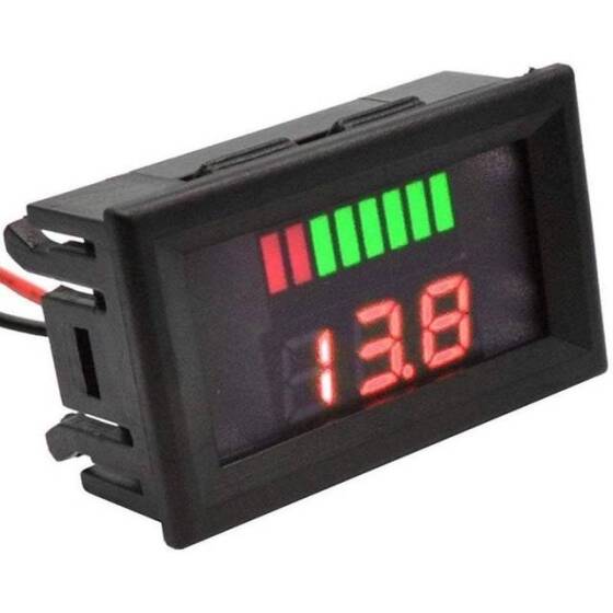 Red 12-60V Dual Display Waterproof Voltage Electricity Meter - 1