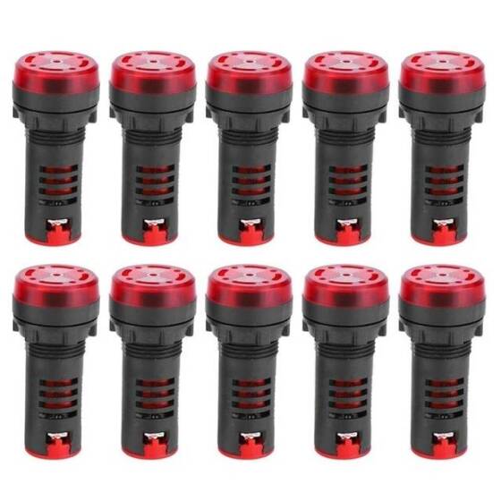 Red AC380V 22mm AD16-22SM LED Signal Indicator Built-in Buzzer - 1