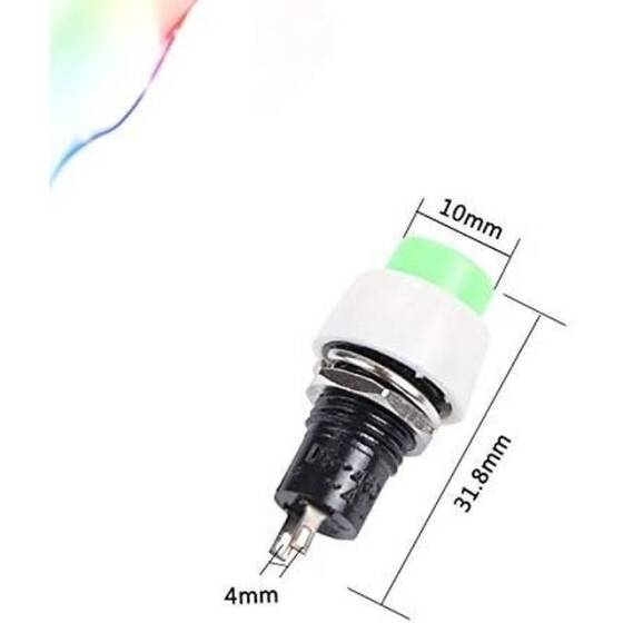 Red DS-450 10mm 2 PIN Self-Locking On-Off Push Button Switch - 3