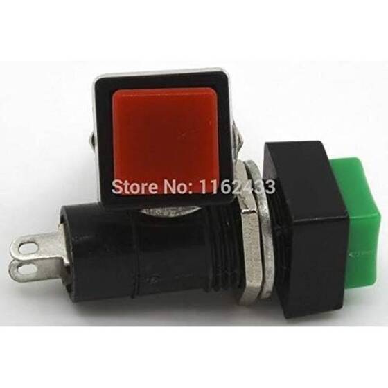 Red PBS-12A 12mm 2 PIN Off-On Self-Locking Self-Reset Square Push Button Switch - 4