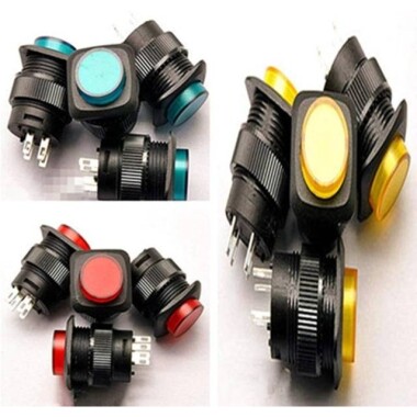 Red R16-504B 16mm 2 PIN Self-Reset Off-On Push Button Switch Without Light - 2