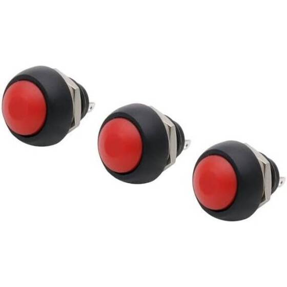 Red Waterproof PBS-33B 12mm 2 PIN Self-Reset Mini Round Push Button - 1