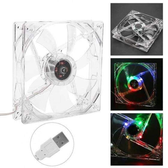 RGB 12CM Silent Chassis Cooling Fan 4 Colors LED Lighting Large 4 PIN Heatsink For DeskTop PC Case (Double Aperture-Four Colors) - 2
