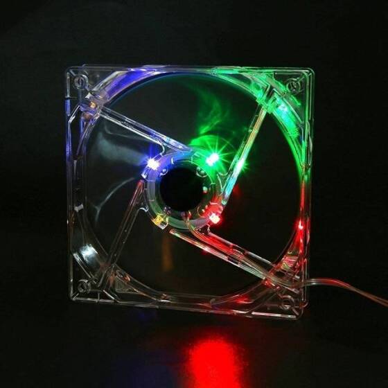 RGB 12CM Silent Chassis Cooling Fan 4 Colors LED Lighting Large 4 PIN Heatsink For DeskTop PC Case (Double Aperture-Four Colors) - 3