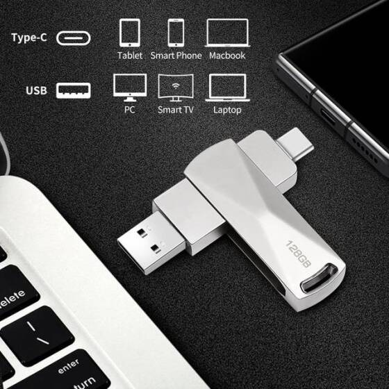 Robot Cube U408 Silver USB3.2 Gen1+Type-C U Disk 128GB - 3