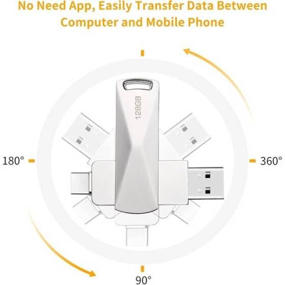 Robot Cube U408A Silver USB3.2 Gen1+Type-C U Disk 128GB - 2