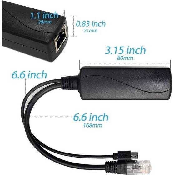 SDAPO Mirco USB 100M PoE Splitter 48V To 5V 3A - 5