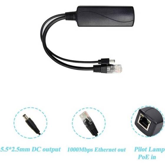 SDAPO PS5712TG DC5.5x2.1mm Gigabit PoE Splitter 48V To 12V 2A - 2
