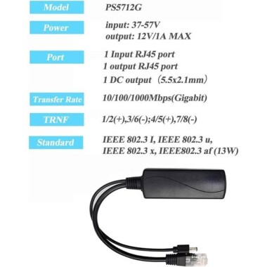 SDAPO Type C 100M PoE Splitter 48V To 12V 1A - Single Board - 4
