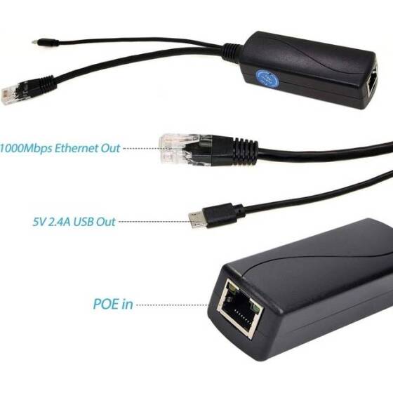 SDAPO USB0502 Mirco USB 100M PoE Splitter 48V To 5V 2.4A - 2