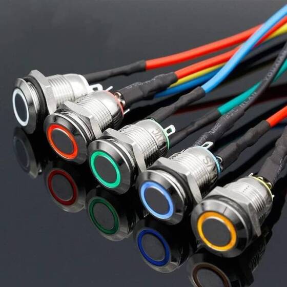 Short Flat Head 12mm 220V Waterproof Momentary Self-Resert Metal Push Button Switch With Blue Led Light - 2