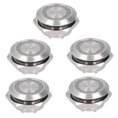 Short Flat Head 12mm 6-24V Waterproof Momentary Self-Resert Metal Push Button Switch With Red Led Light - 1