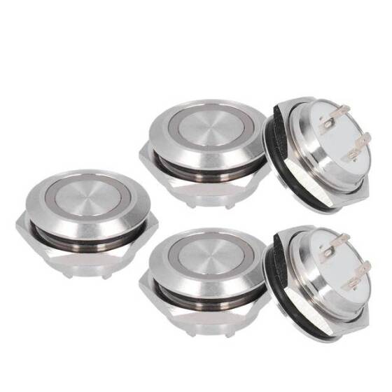 Short Flat Head 12mm 6-24V Waterproof Momentary Self-Resert Metal Push Button Switch With Red Led Light - 5