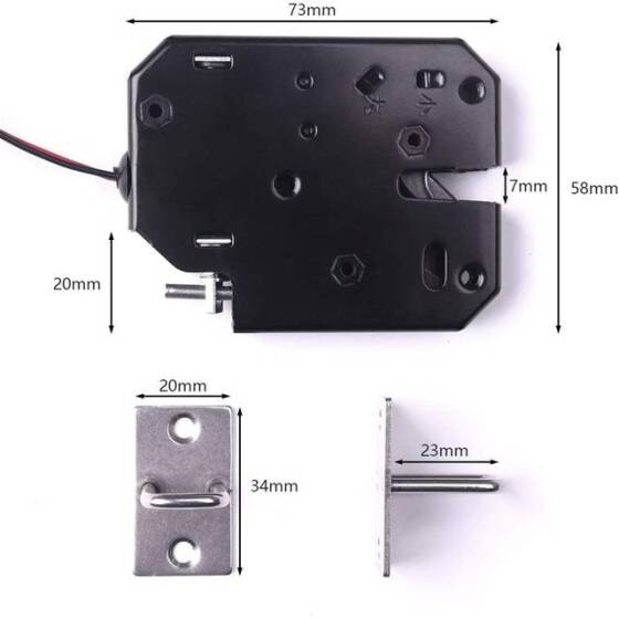 Silver XG-07C DC12V 2A Small Locker Electromagnetic Lock Four Wire With Feedback Size:73x58x13mm - 2