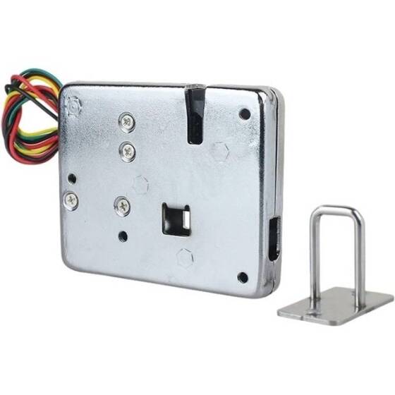 Silver XG- 08 DC12V 1-8A Small Electromagnetic Lock Four Wire With Feedback UnLock Recoil - 1